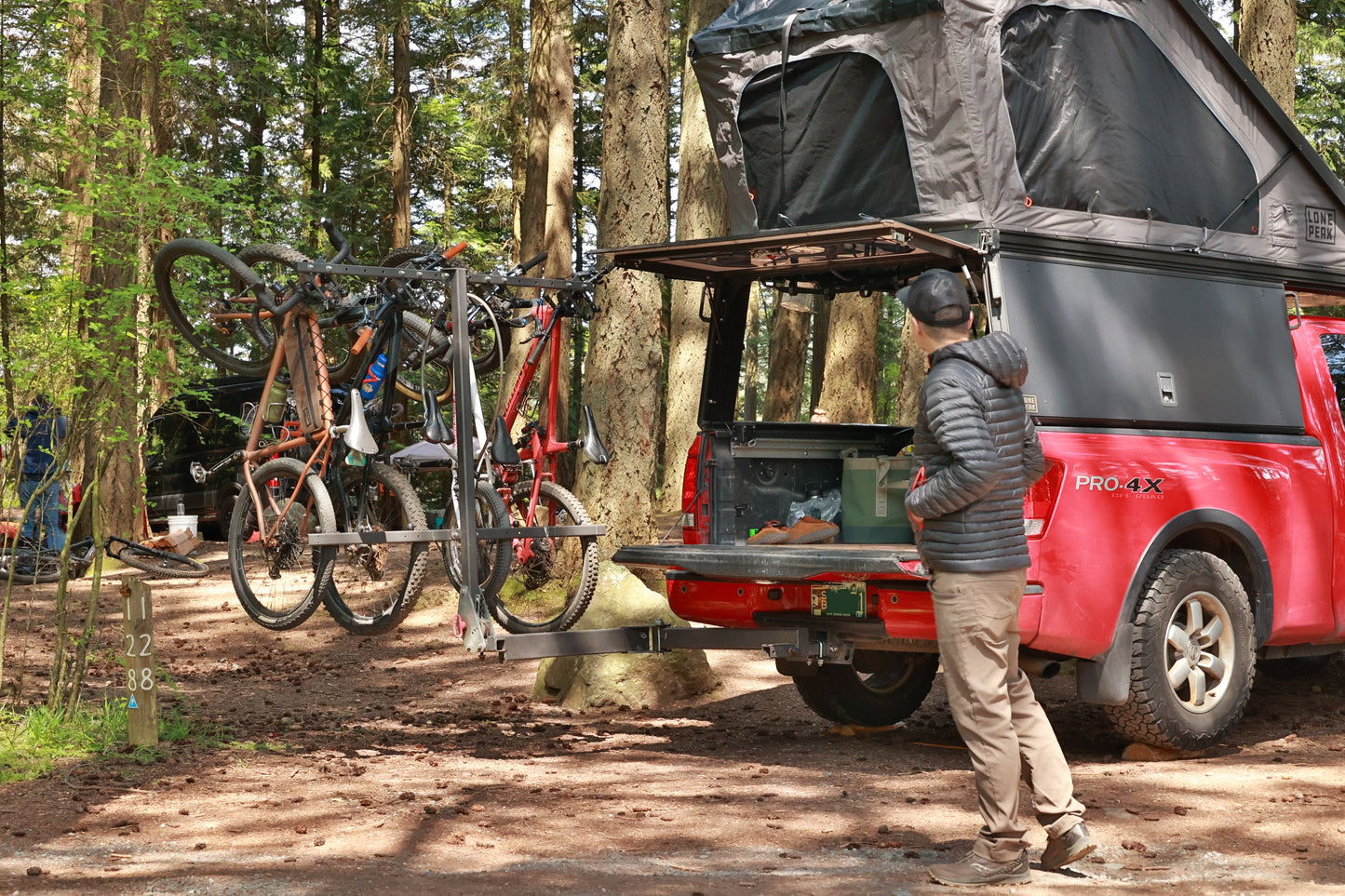 Lolo Racks Boss swingout for truck pop up camper vertical bike rack swing out bike rack