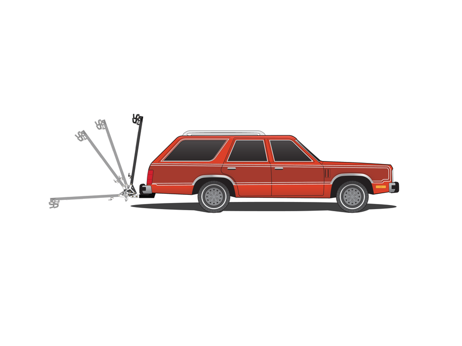 Lolo racks vertical bike rack can tilt part way or all the way down for easy hatch and tailgate access.
