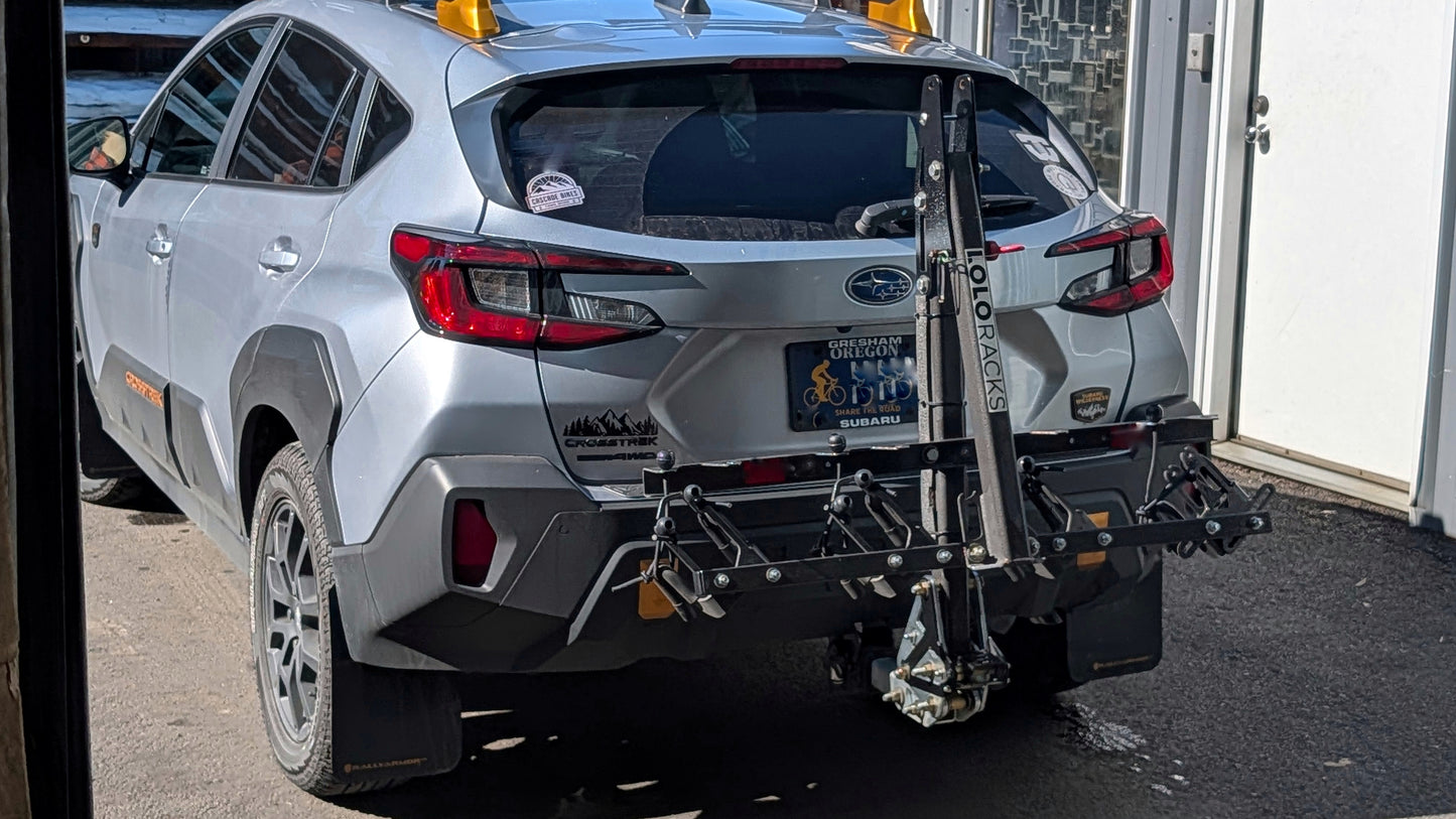 Lolo Racks 4 Bike Rack Optimized for EVs with Foot Activated Tilt and Folding Mast