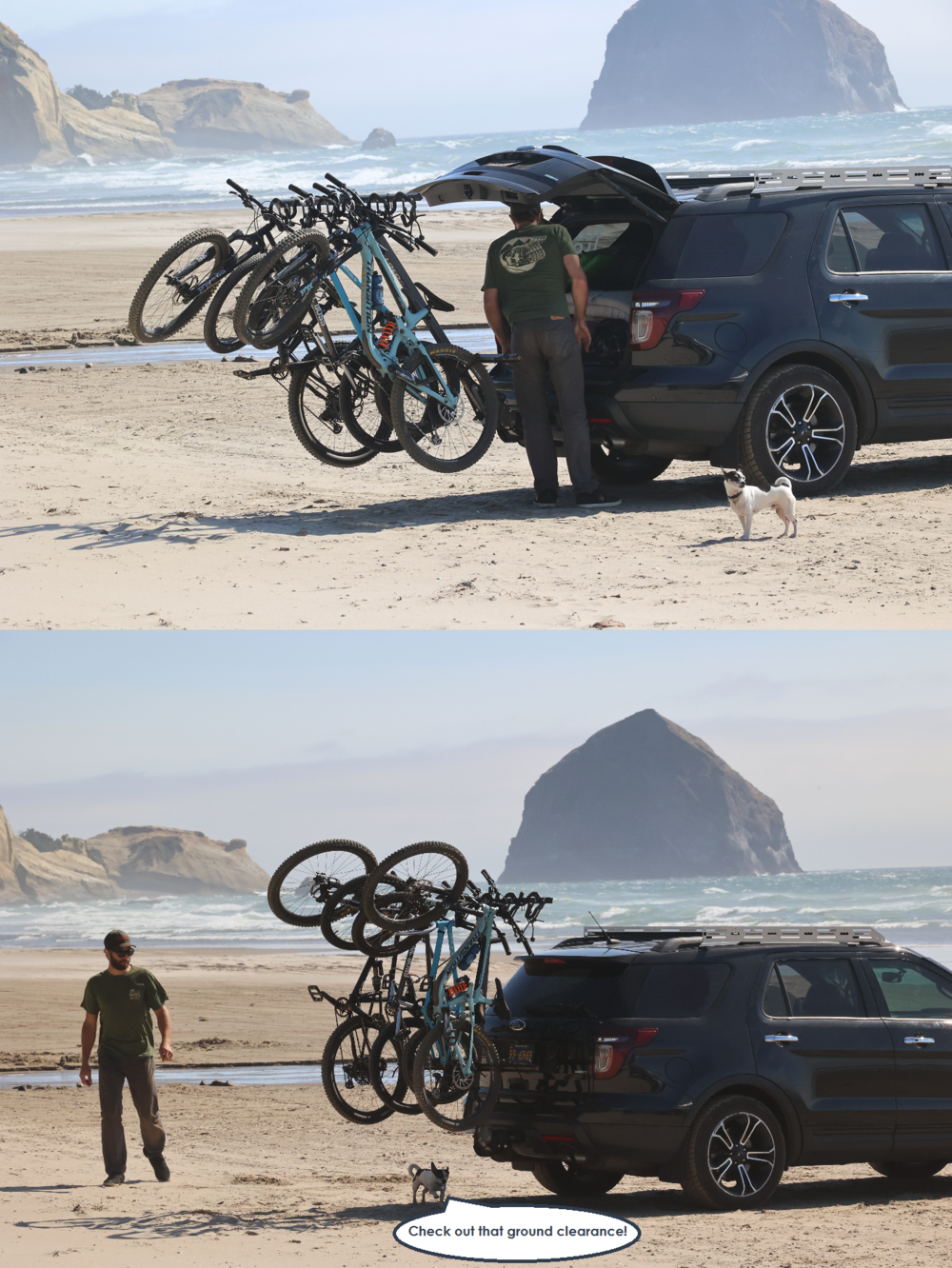 Hitch mounted bike rack for suv. Tilts to allow full hatch and tailgate access