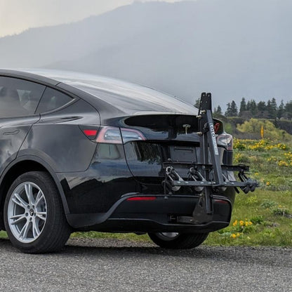 tesla model y bike rack protects rear hatch and bumper