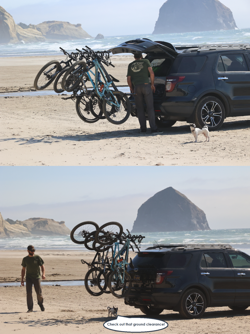 Hitch mounted bike rack for suv. Tilts to allow full  hatch and tailgate access