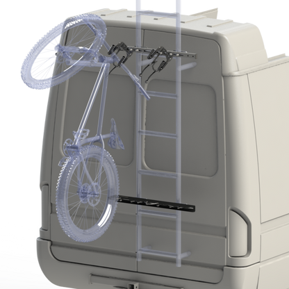 Bike rack for rear van ladder, bike rack for sprinter van, bike rack for ford transit van.  easy to load bike rack kit 